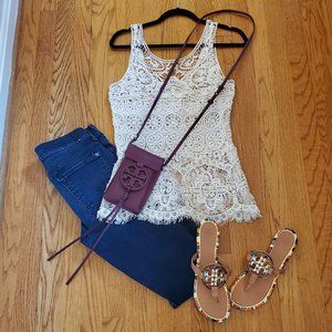 Boho chic leeveless crochet lace top